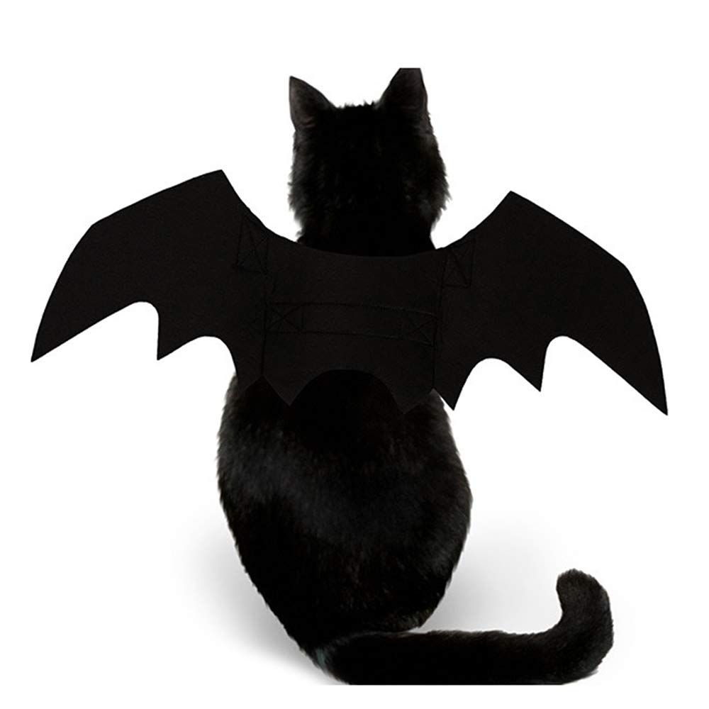 Pet Cat Bat Wings for Halloween Party Decoration, Puppy Collar Leads Cosplay Bat Costume,Cute Puppy Cat Dress M — image 2