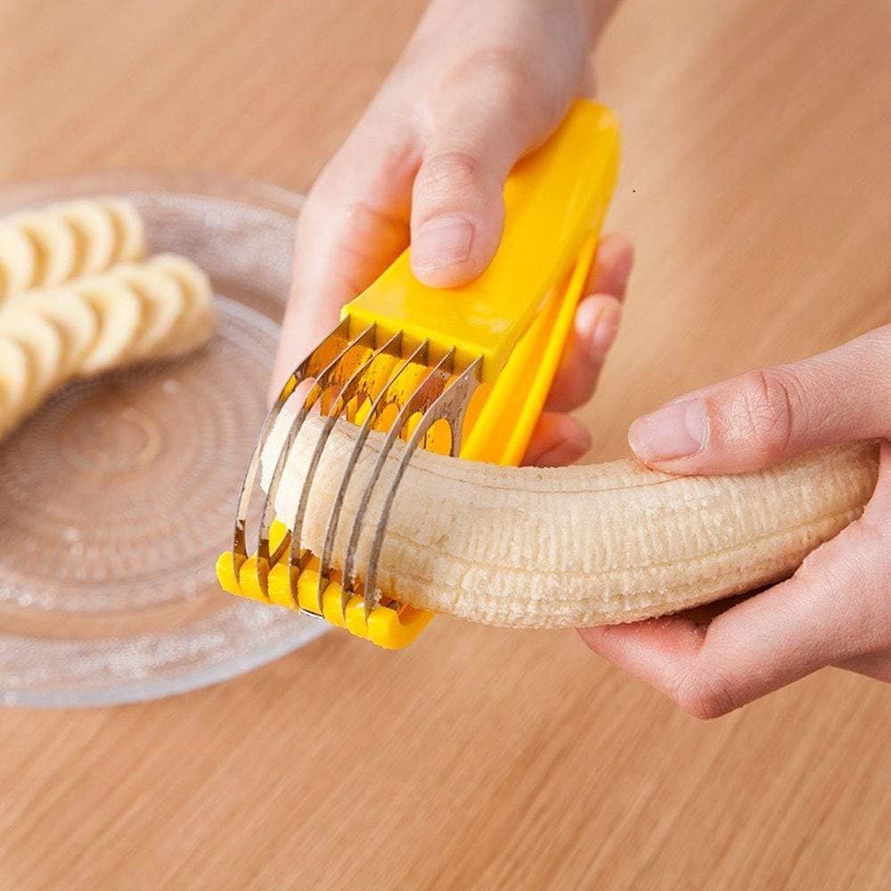 Banana Slicer,ABS + Stainless Steel Fruit and Vegetable Salad Peeler Cutter Kitchen Tools For Banana, Strawberry,Grape(2 pcs) — image 3