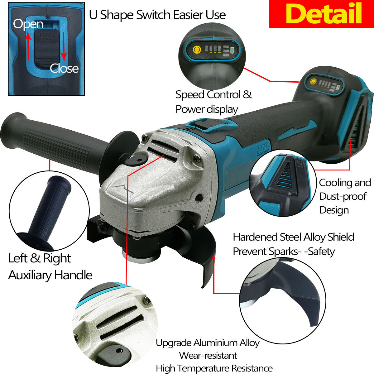 125mm Brushless Angle Grinder Cutting Machine Polisher For Makita 18V Battery — image 3