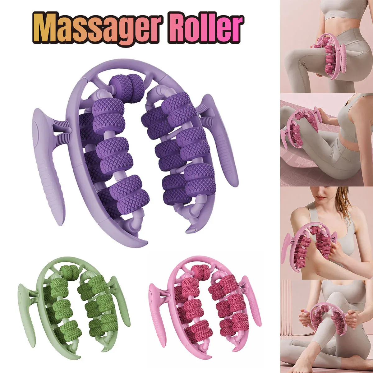 Leg Muscle Massager Roller 26 Round Wheel Calf Relaxation Yoga Fitness Tool - Green โ image 2