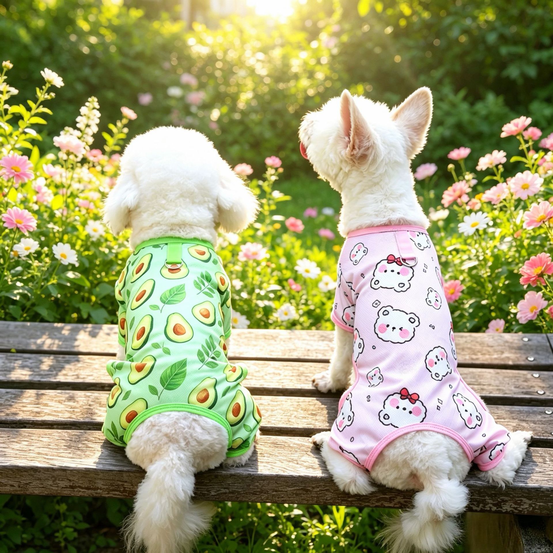 Pet Dog Summer Mesh Clothing Harry Kennel Four-legged jacket with traction buckle-coconut tree plus 1.2m traction rope Xl recommendations ( 5-6.5kg ) — image 4