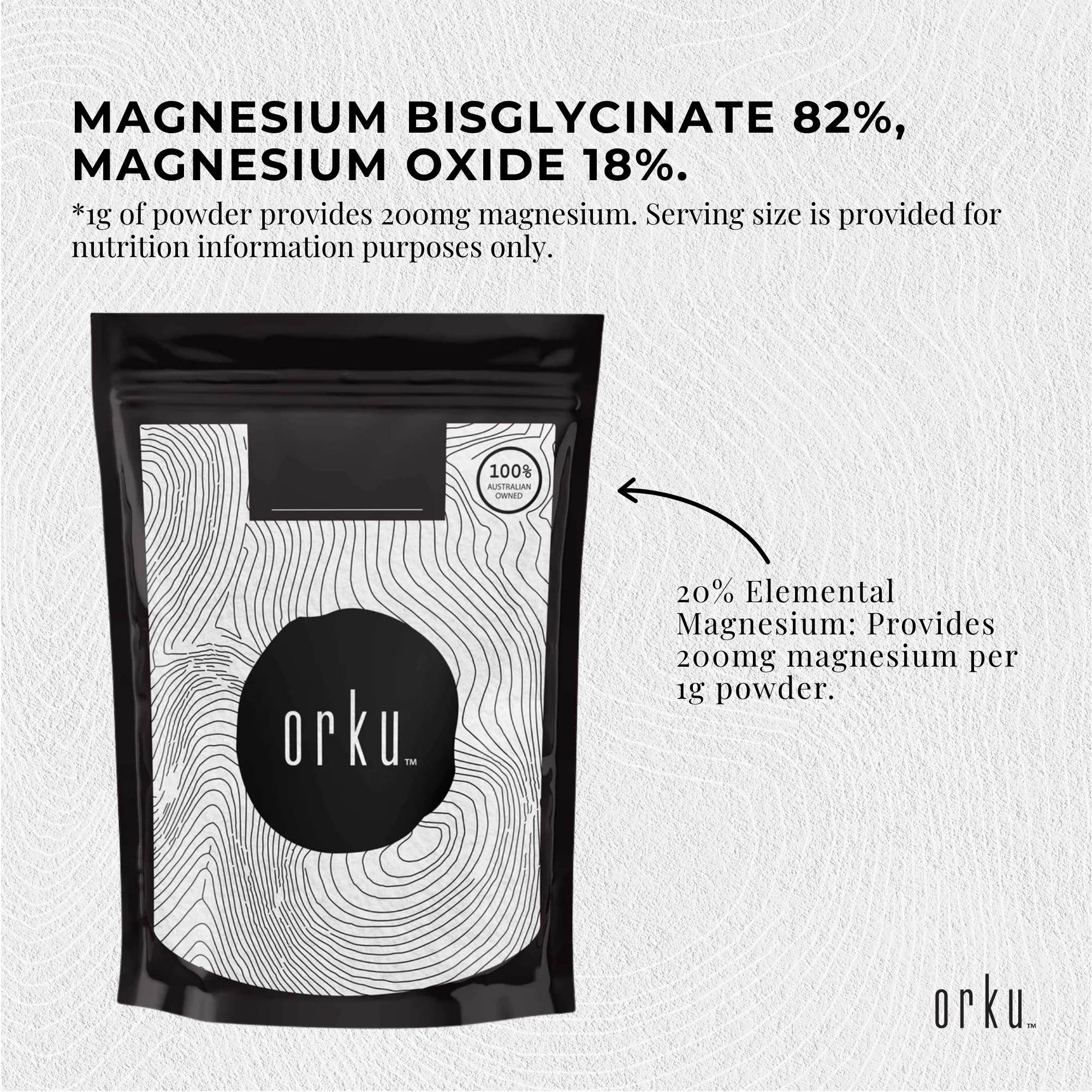 Orku 1Kg Magnesium Bisglycinate Powder Unflavoured Chelated Biglycinate — image 4