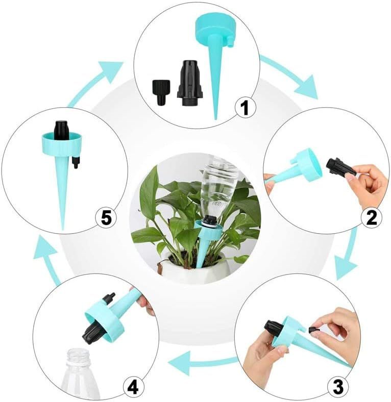 6PCS Automatic Plant Waterer Stakes Plant Vacation Self Waterer Devices for Outdoor Indoor Vacation Potted Plant Watering — image 5