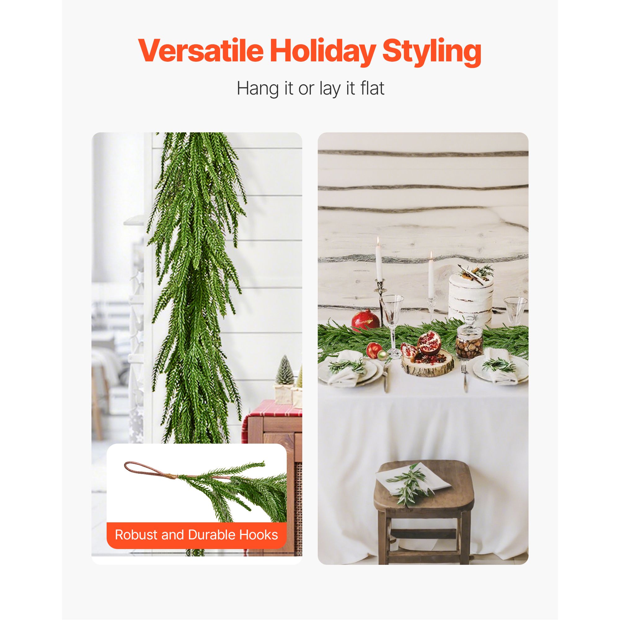 Christmas Garland, 1524 mm Realistic Norfolk Pine Garland, Evergreen Real Touch Artificial Faux Greenery Garlands, for Holiday Indoor Outdoor Xmas Decoration โ image 3