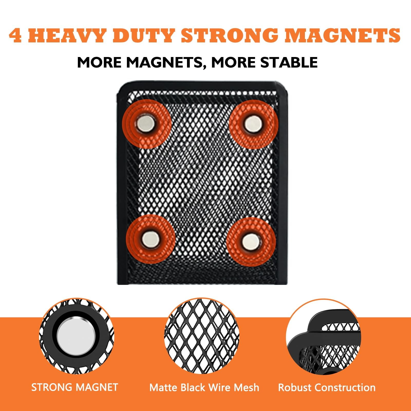 Magnetic Mesh Pencil Holder, Strong Metal Pen Organiser for Whiteboards, Refrigerators and Lockers, Black โ image 4