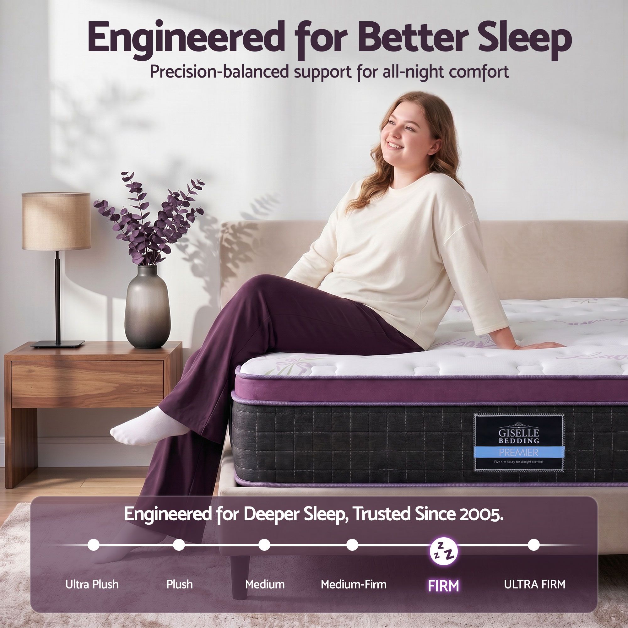 Giselle King Euro Top Mattress Firm Pocket Spring Edge Support