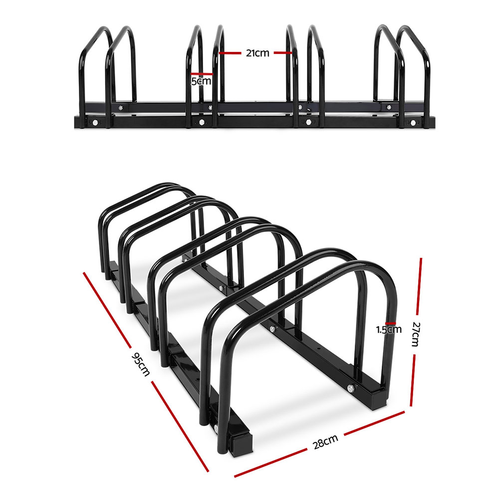 Weisshorn 4 Bike Stand Rack Bicycle Storage Floor Parking Holder Cycling Black โ image 2