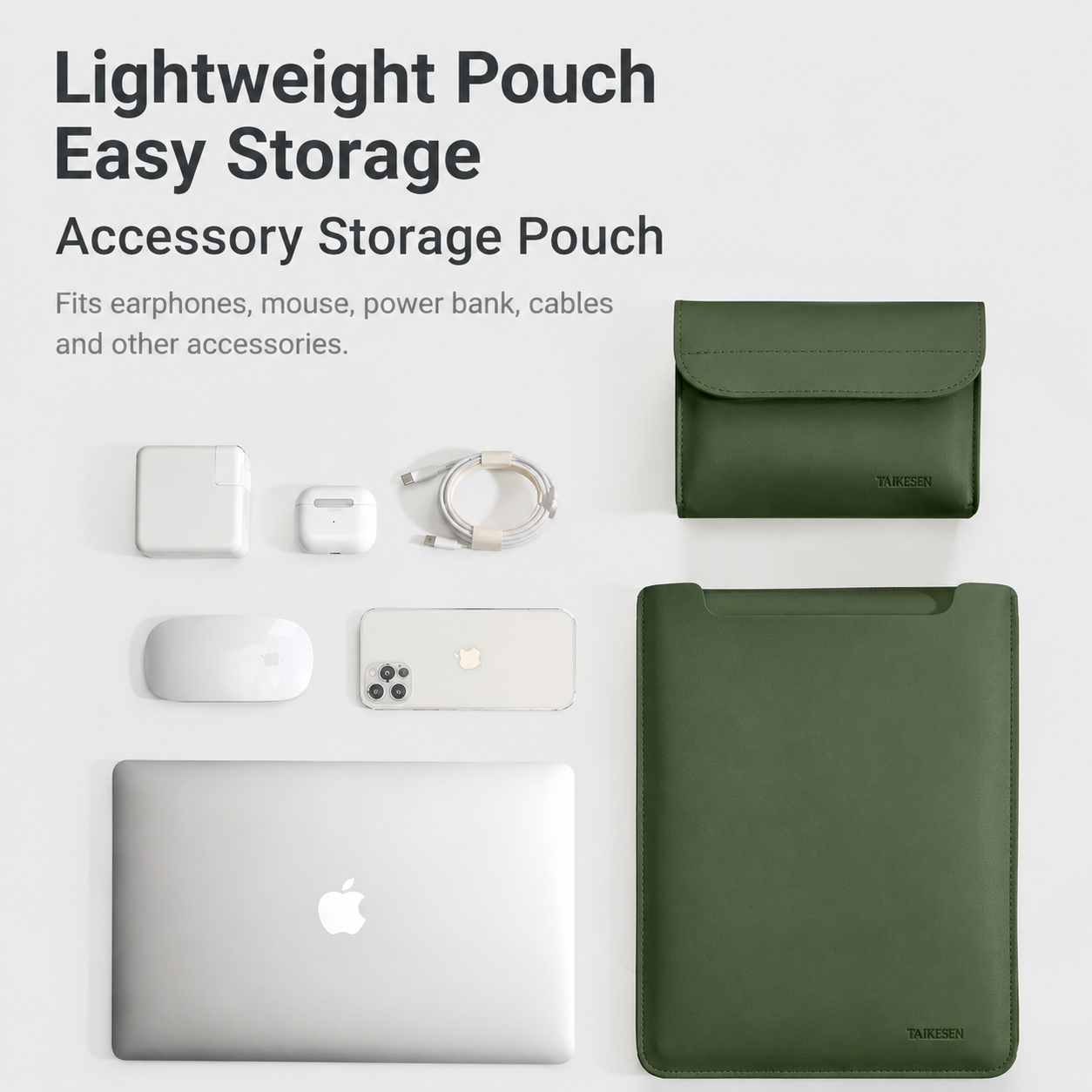 4 in 1 Grey Soft PU Leather Laptop Sleeve with Stand, Mouse Pad and Power Pouch - Lightweight Portable Case for 13.6/14.2 Inch Laptops — image 5