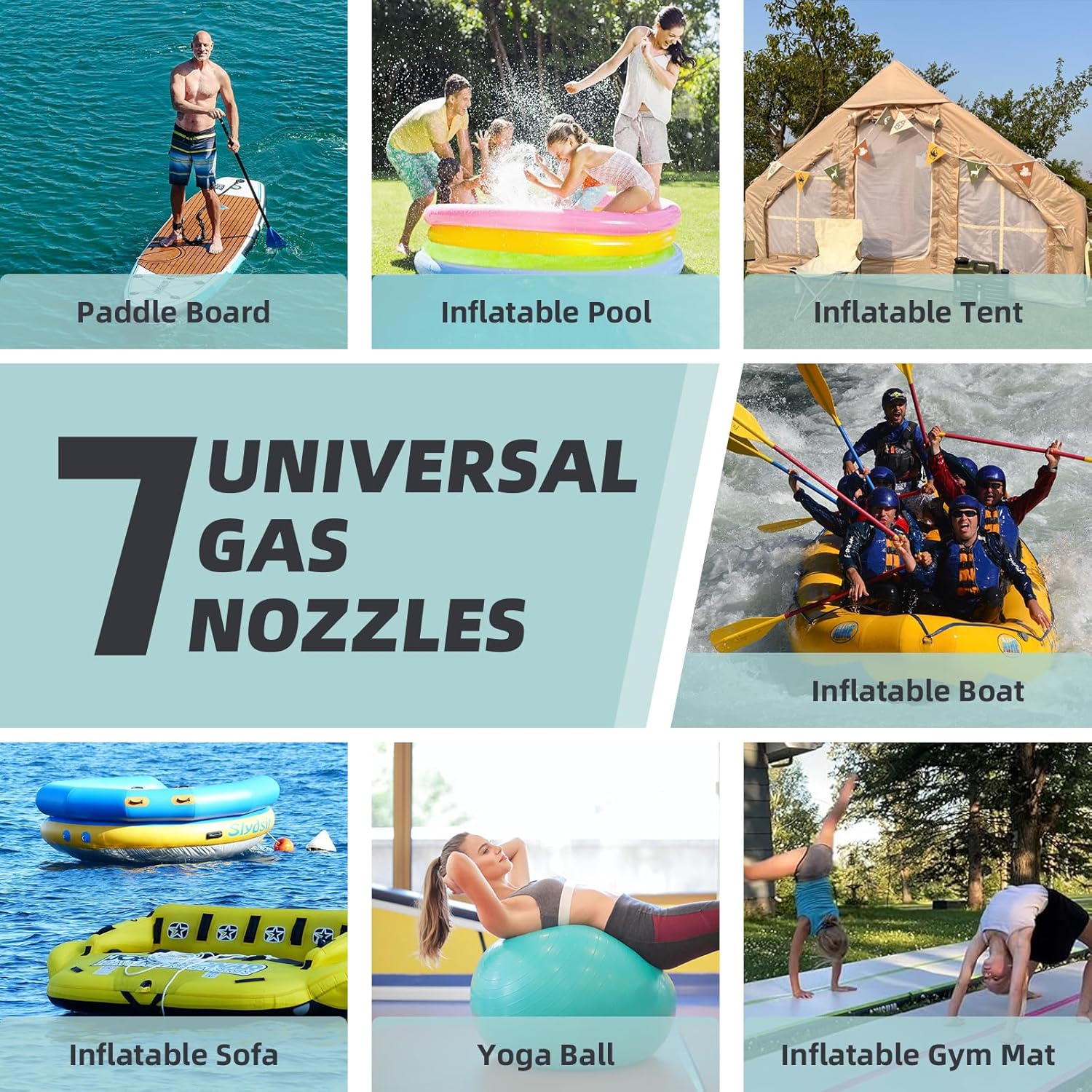 Paddle Board Pump Adapter Hose, Sup Pump Adaptor Hose Kit with 7 Air Valve Nozzles, Electric Air Pump Accessories Fit for Inflatable Stand Up Paddle — image 5