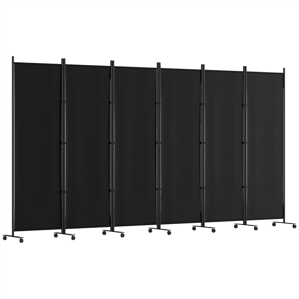 Artiss 6 Panel Room Divider Screen 323cm Wheel Fabric Black โ image 4