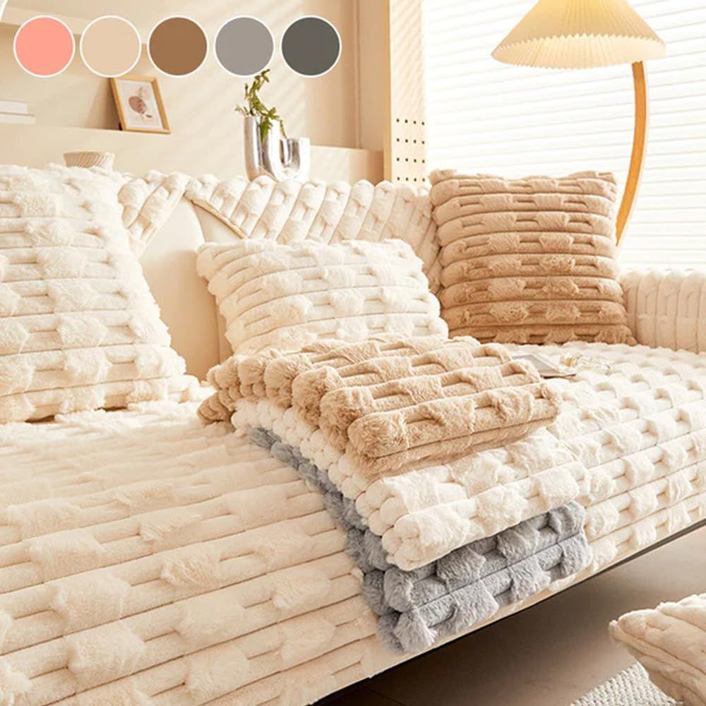 Super Soft Plush Non-Slip Sofa Cushion Covers, Thick Rabbit Plush Sofa Cushion Super Soft Faux Fur Throw Pillow Cover, Fluffy Couch Cushion Covers (Dark Grey — image 6