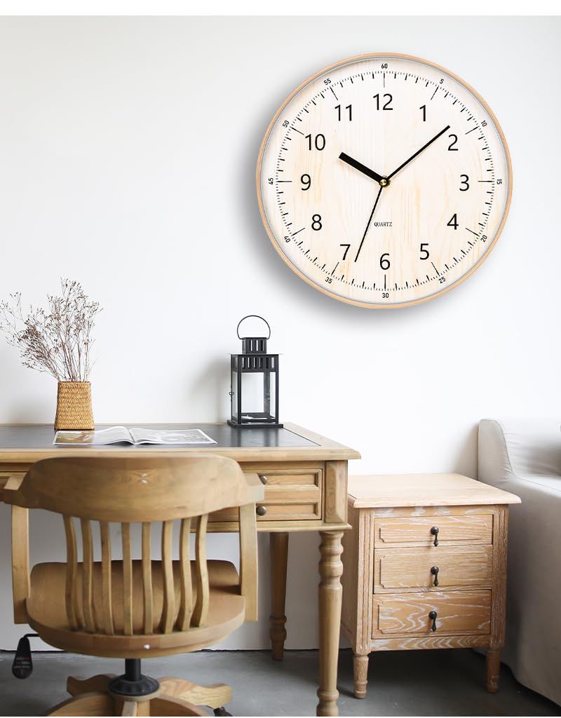 Creative Fashion Minimalist Punch-Free Wall Clock, Living Room Dining Room Bedroom Fresh Home Mute Wall Clock(Off White,12 inch) — image 3