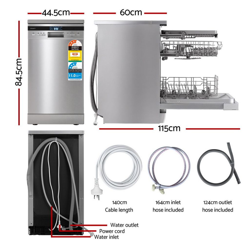 Devanti 10 Place Settings Freestanding Dishwasher Silver — image 2