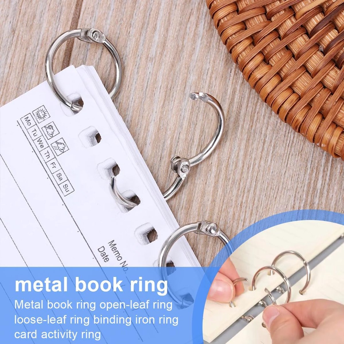 20 pieces - 55 mm - Book rings - metal ring binders - Binding ring - for loose sheets - card ring binder - keychain - for scrapbooking, album, crafting - for โ image 4