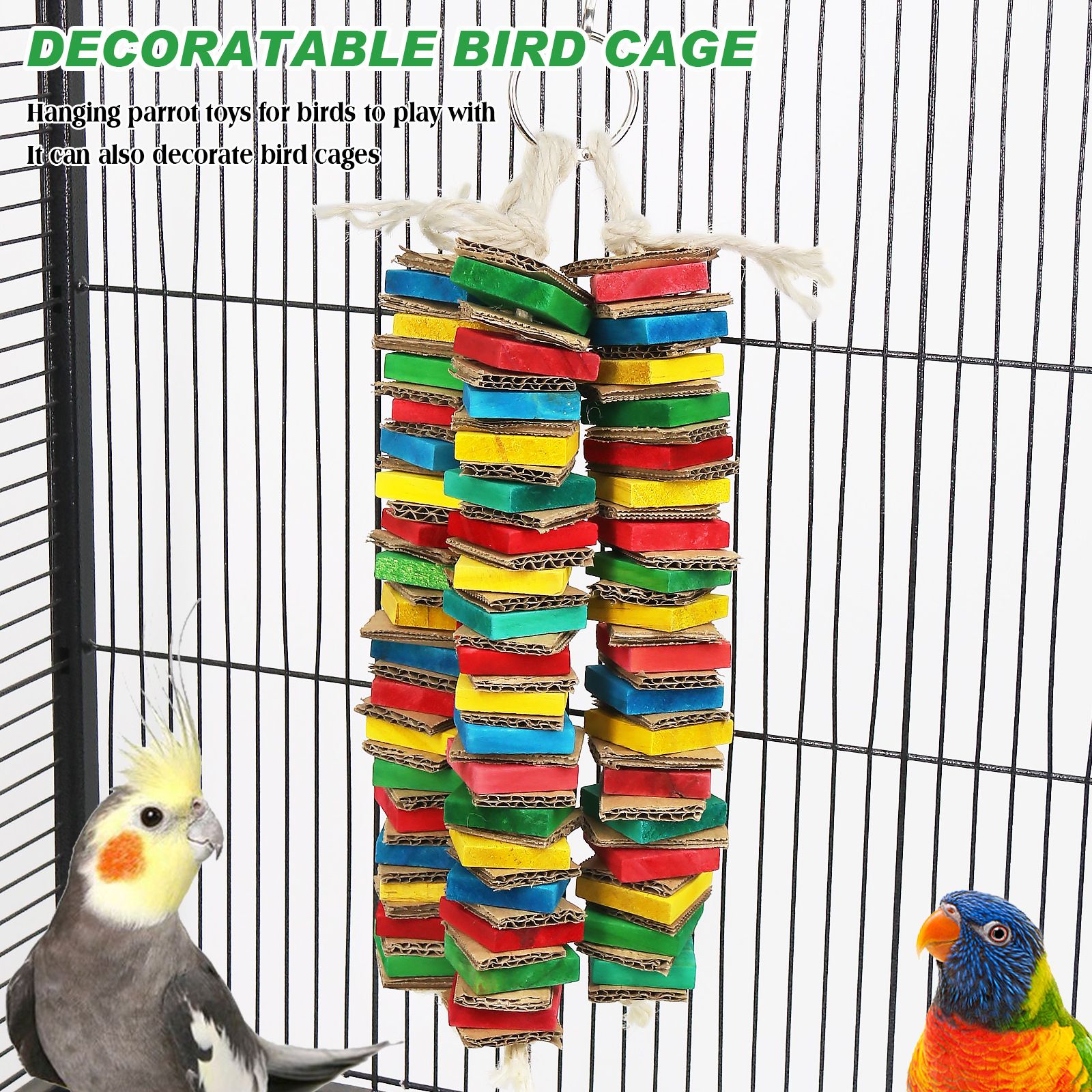 Tastic Triple Tower of Shredded Fun Medium Bird Toy for Grey Conures Sun Conures Small Cockatoos Quakers and Similar Small to Medium Sized Birds — image 2