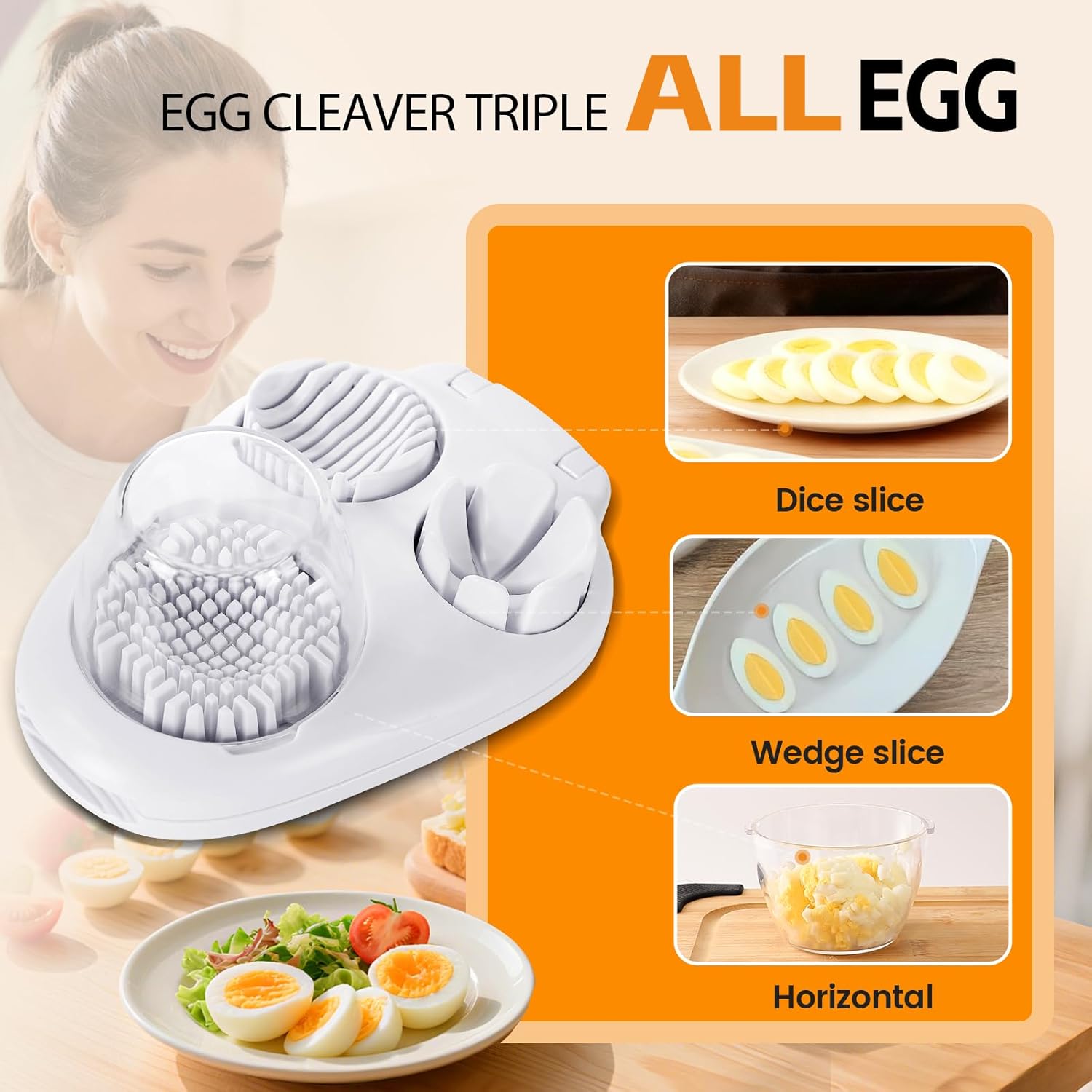 3-in-1 Egg Slicer - Perfect Slices & Chunks - Multifunctional Cutter for Eggs Soft Fruits and Vegetables β image 4