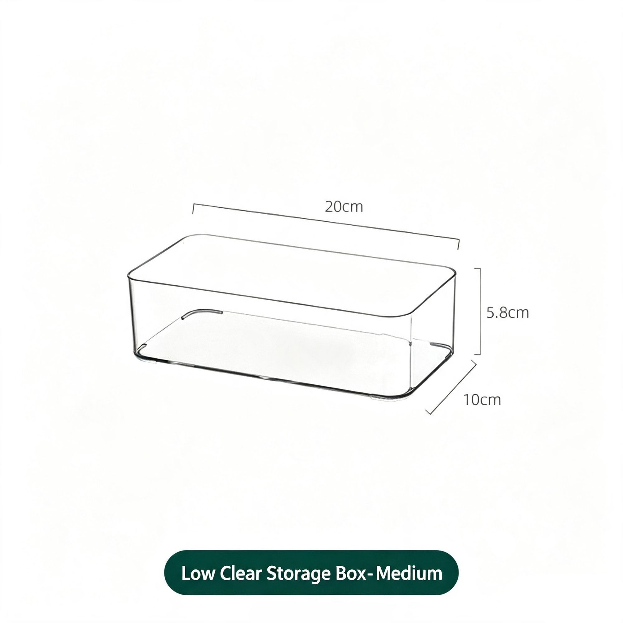 Low Profile Clear Storage Box, Medium Size Multi-Purpose Acrylic Vanity Organiser