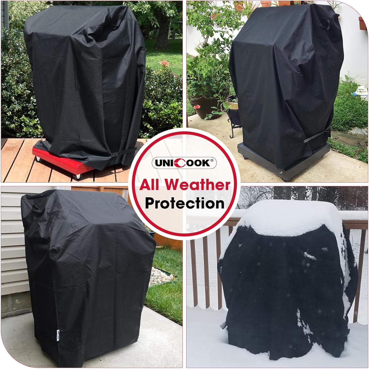 32 Inch Small Grill Cover, Heavy Duty Waterproof 2 Burner Gas BBQ Cover, Compatible with Weber Char-Broil Nexgrill KitchenAid Grills with Both Side Tables — image 6