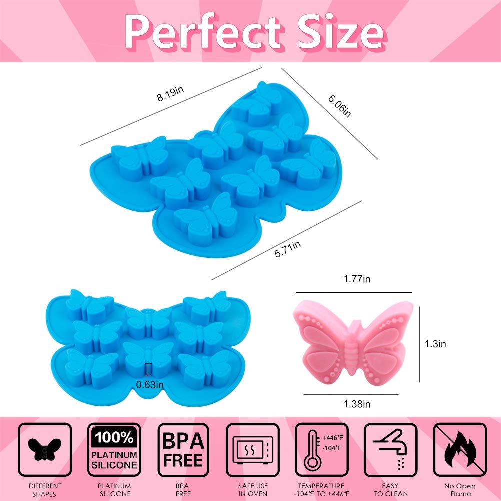 2 Pcs Silicone Butterfly Mold for Chocolate Butterfly Candy Molds Butterfly Ice Cube Tray Non-Stick Polymer Clay Molds — image 2
