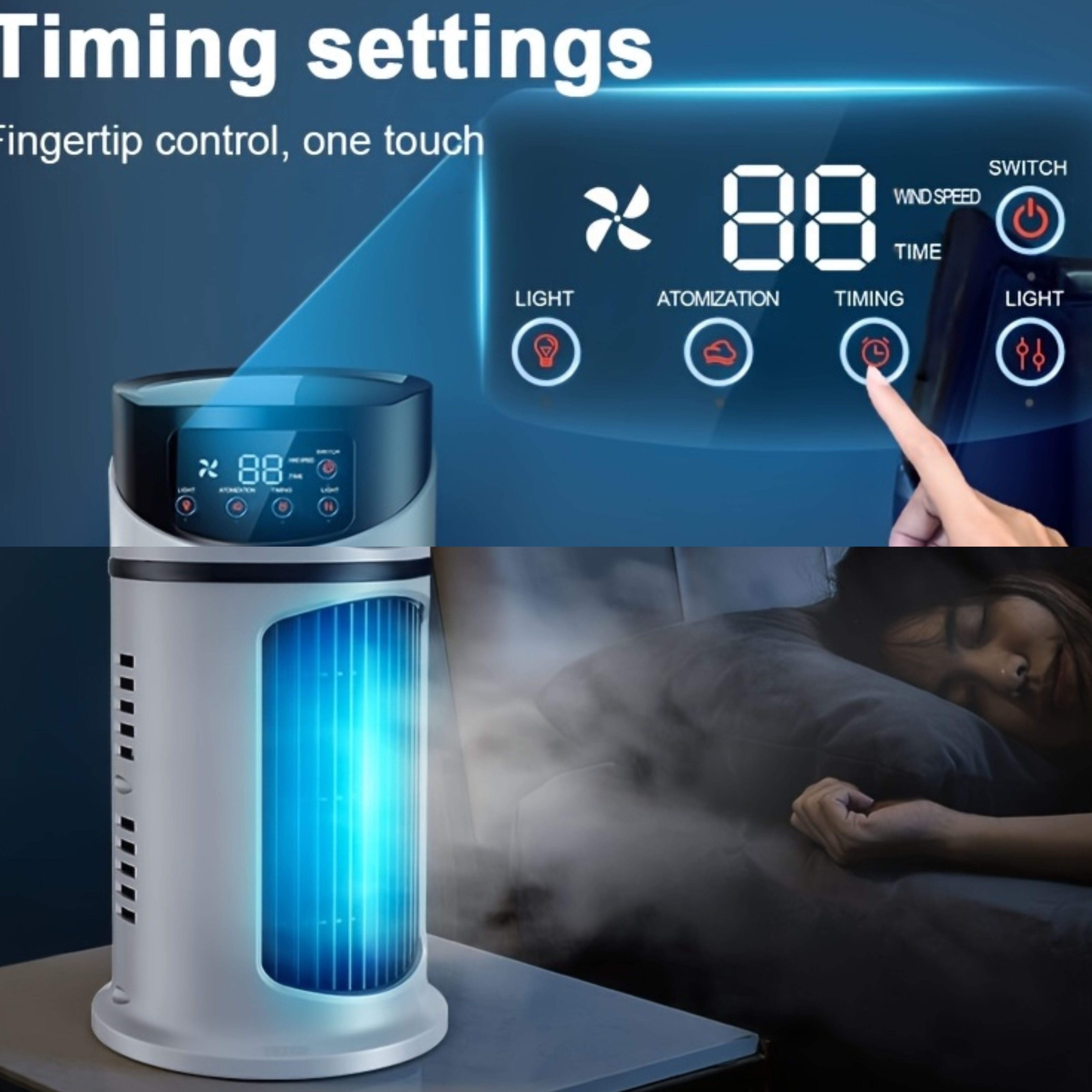 3-second cooling technology! 6-speed USB portable air conditioner humidifier - super silent 25 decibels, 6-hour timer for home / office / dormitory | instant — image 6