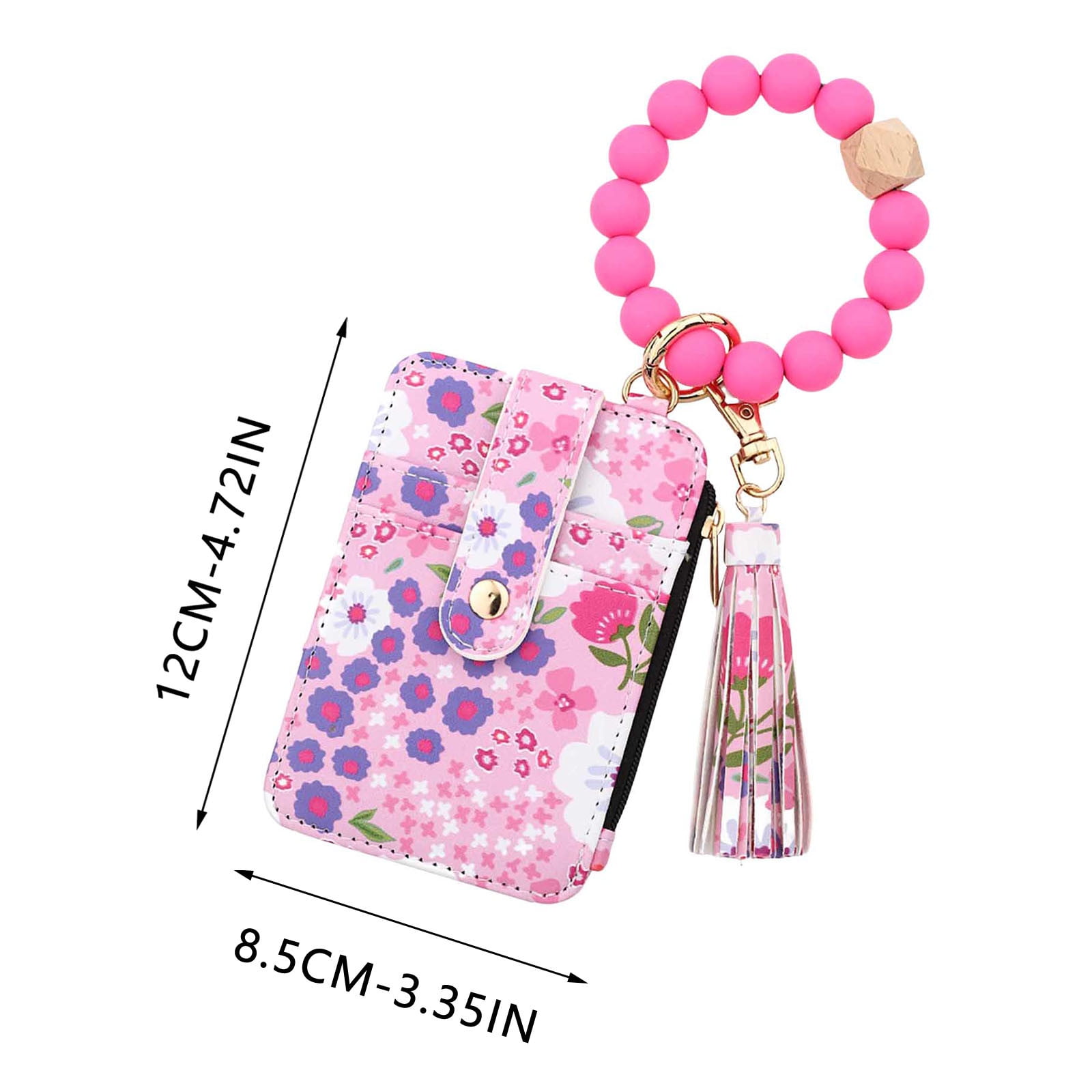 Wallet Women, Wallet Keychain Wristlet for Women, Slim Credit Card Holder Wallet, Fashion Tassel Keychain Bangle Key Ring Purse for Women ( 18 Kinds of Prints — image 3