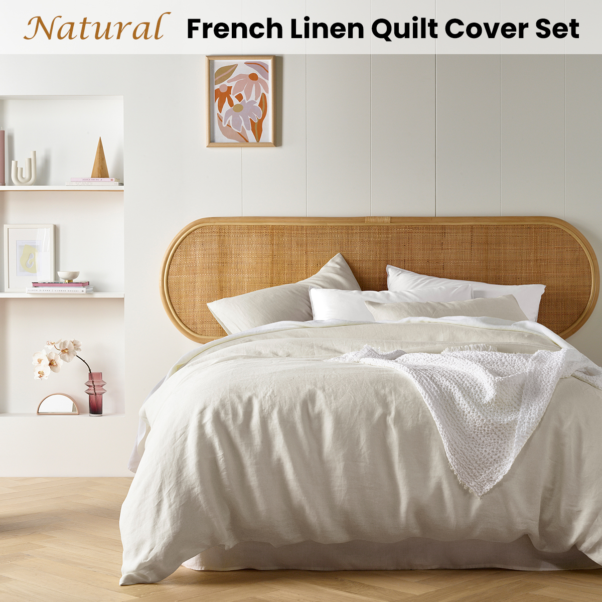 Vintage Design Homewares Natural French Linen Quilt Cover Set Super King — image 2
