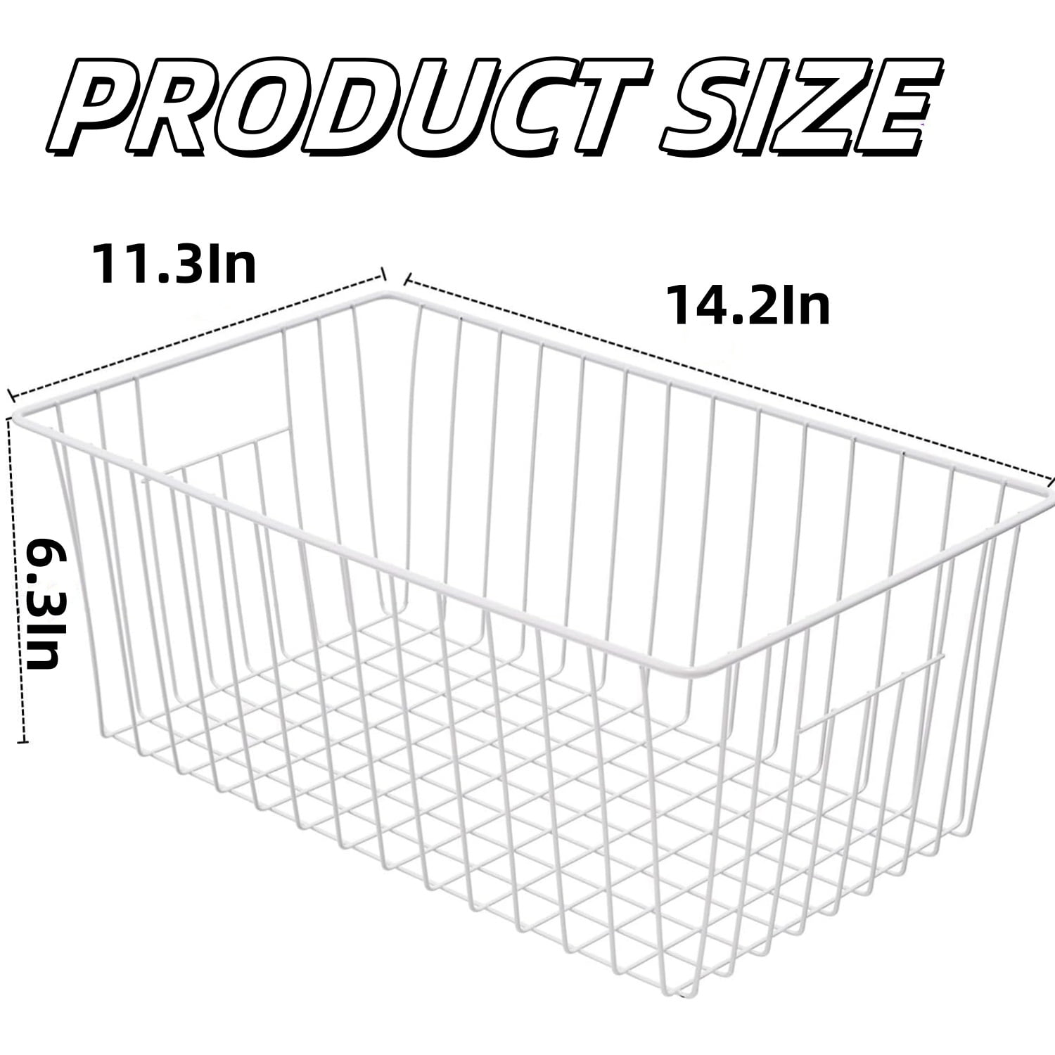 2Pcs Wire Storage Baskets,Metal Storage Basket for Organizing,White Wire Storage Freezer Baskets for Closet,Bedroom,Bathroom,Office — image 2
