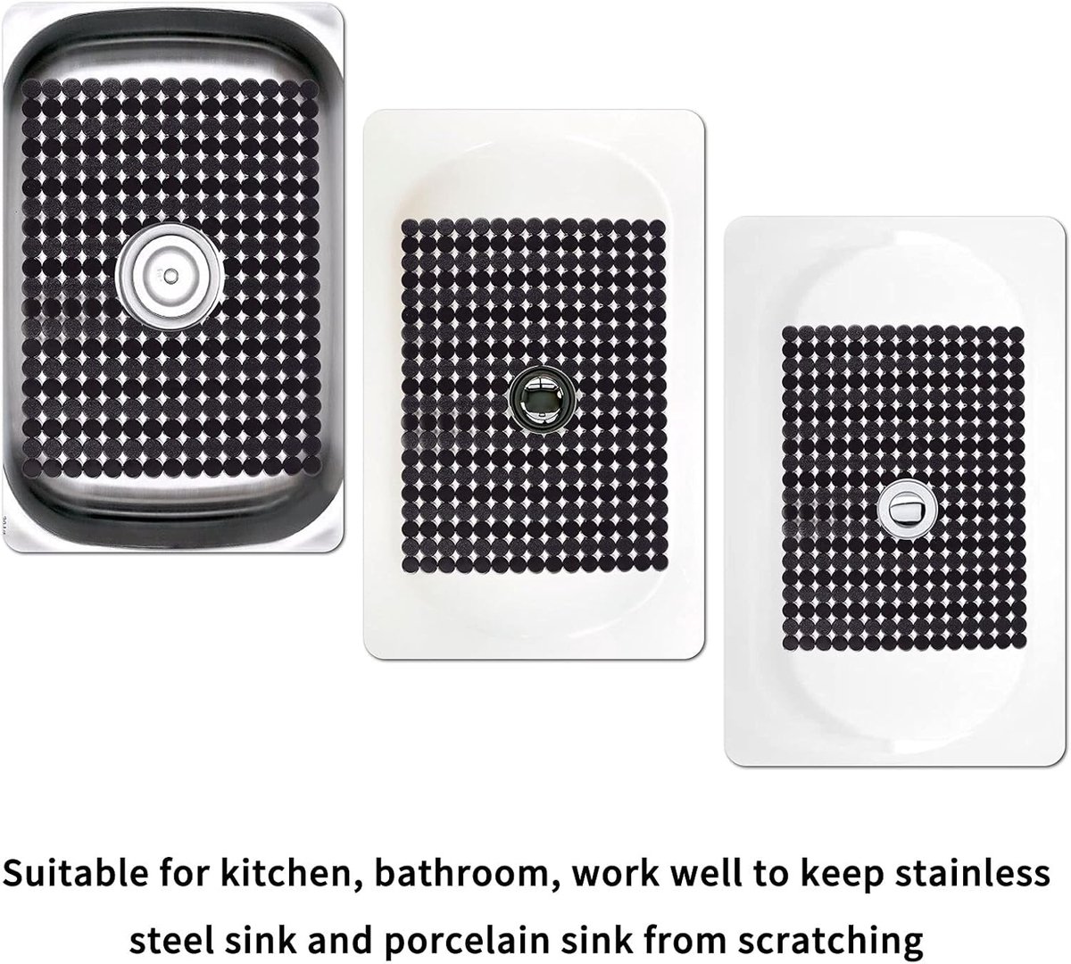 Sink mat - 2 pieces - 30x40cm - Sink insert - Rectangular - Dot design - Sink protection - Black - PVC - Sink mat - Washbasin mat — image 6