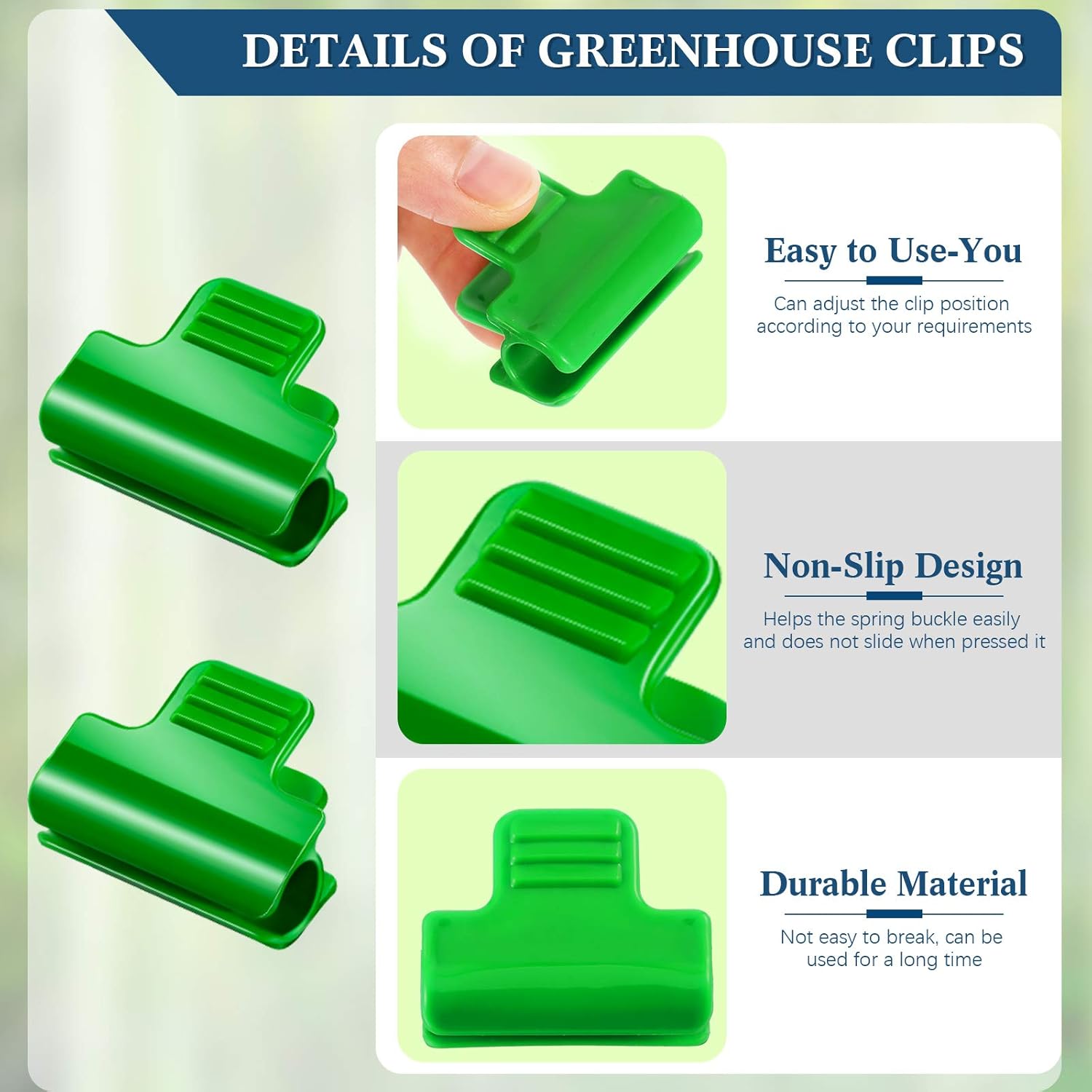 40 Pieces Greenhouse Clamps Film Row Cover Netting Tunnel Hoop Clip Frame Shading Net Rod Clip Greenhouse Film Clamps for Season Plant Extension Support (40 โ image 3