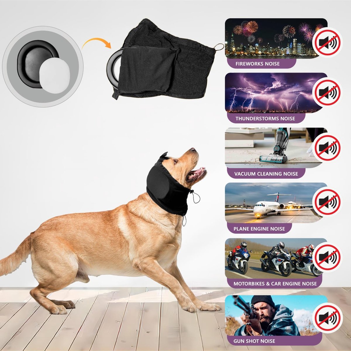 S - Noise-Reducing Ear Protectors for Dogs - Dog Ear Protector - Ear Protector for Dogs - Dog Ear Protector - Hearing Protection for Pets - Pet Cone — image 2