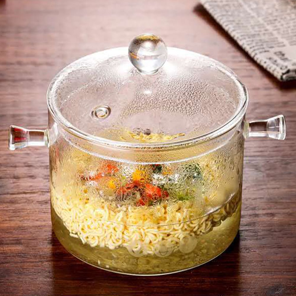 Glass Pasta Noodles Bowls Heat Resistant Glass Cooking Pot with Lid Sauce Pan for Soup Pasta Baby Food โ image 5