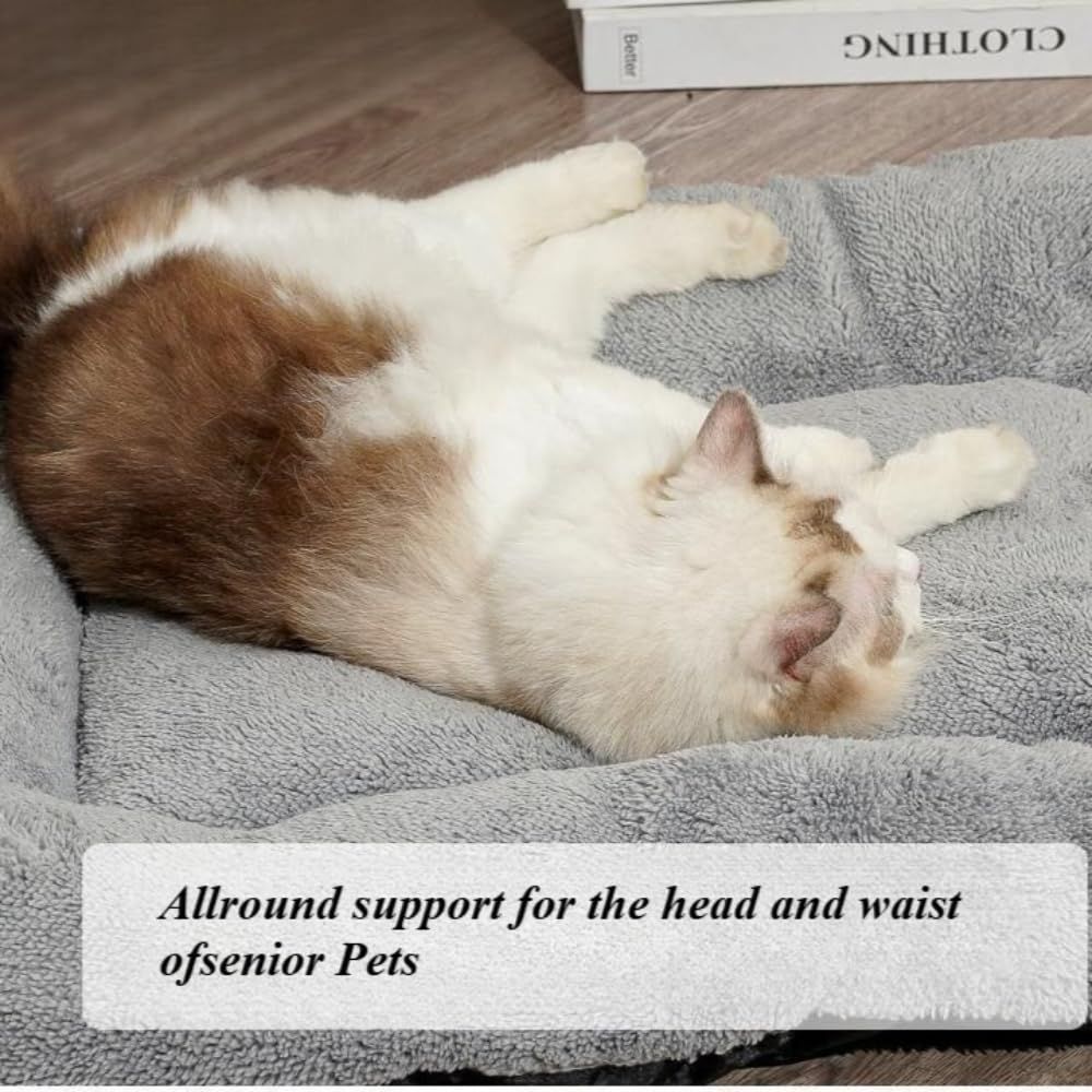 Pet Bed Mat Soft Fleece Pet Bed Dog And Cat Cushion Quilted Pet Bed - Gray - Size 55cm*65cm โ image 4