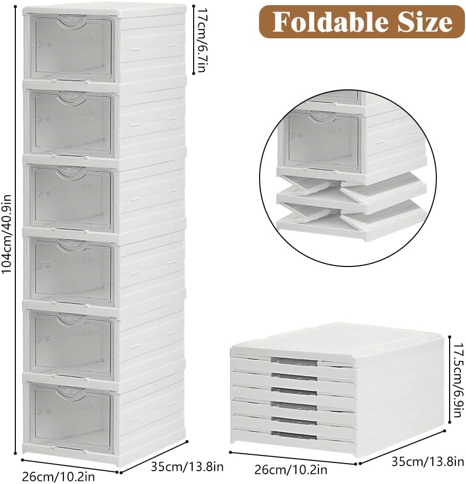 CARLA HOME 6-Tier Stackable Shoe Storage Box Organizer with Clear Door for Closet, Entryway or Cabinet — image 2