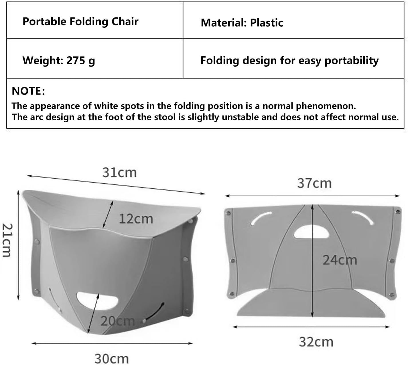 Portable Folding Plastic Camping Stool, Ultra Thin Outdoor Seat and Shopping Basket for Hiking, Fishing, Picnics, Travel and Beach Use, Red โ image 3