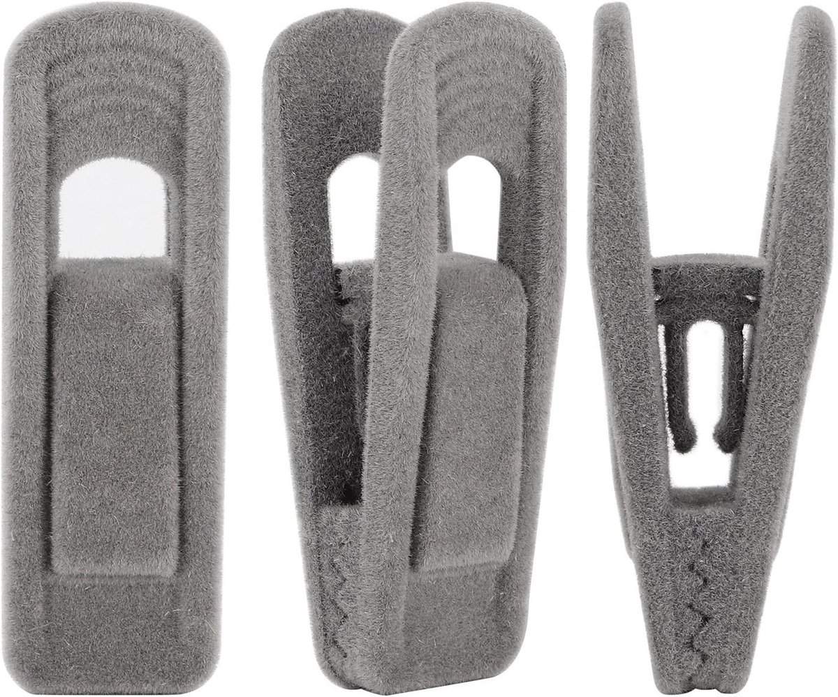 Set of 20 velvet clothespins, flocked clothespins, perfect for use with narrow velvet pendants – Grijs