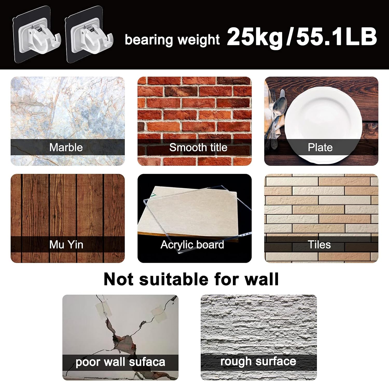 4 pieces of self-adhesive curtain rod brackets No drilling required Curtain hooks Fixed rod bracket Curtain rod wall mounting bracket Towel rod hooks for home โ image 4