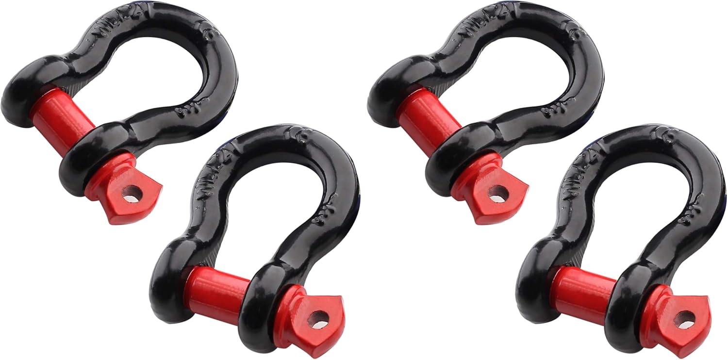 2Pcs 1/2 Inch D Ring Shackle, D Shackle Rugged 12 Ton(26,455 lbs) Maximum Break Strength, 2 Ton (4409 Lbs) Capacity (Pack of 2)