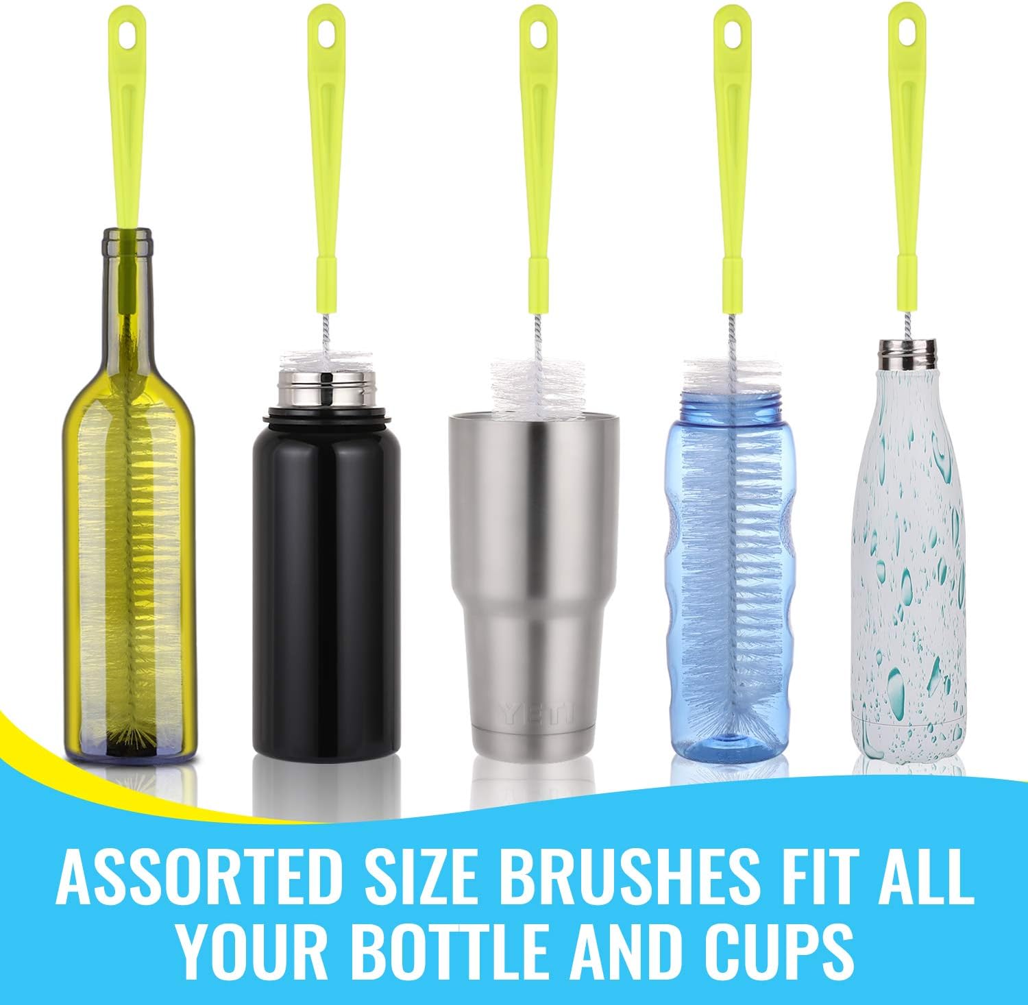 Bottle Cleaning Brush Set - Long Handle Bottle Cleaner for Washing Narrow Neck Beer Bottles, Sports Water Bottles with Straw Brush, Kettle Spout/Lid Cleaner — image 5