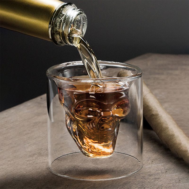 Crystal Skull Shot Glasses Beer Cup, Creative Double Layer Skull Shot Glass for Whiskey Tequila Vodka, Perfect for Halloween โ image 5