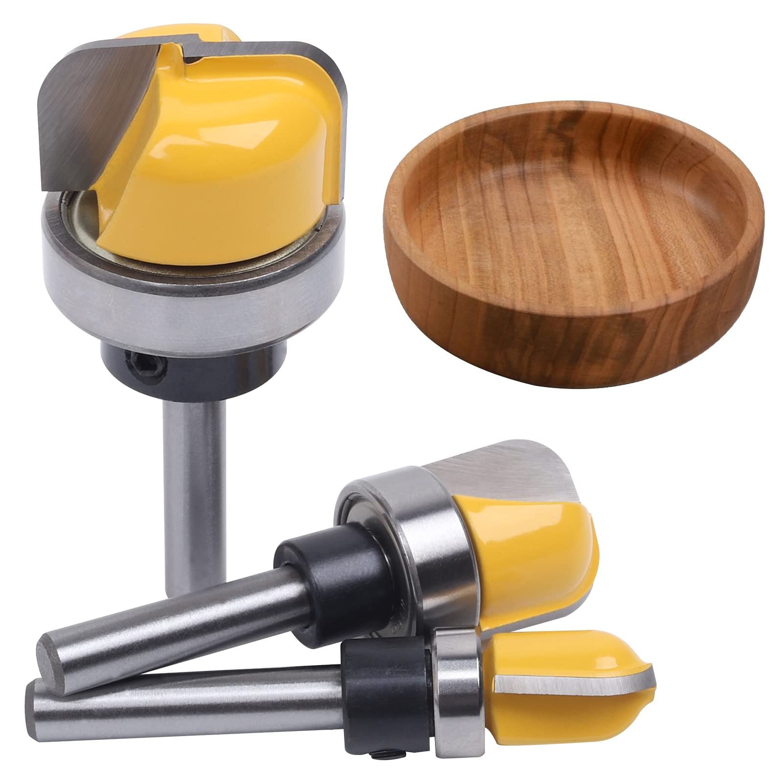 3Pcs 1/4" Shank Carbide Round Nose Groove Router Bit Set Template Router planing Head Set with Ball Engraving Router planing โ image 2