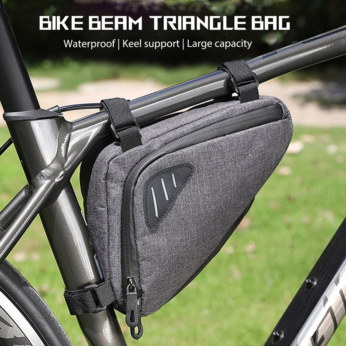 Bicycle pannier - Bicycle frame bag - Waterproof bicycle bag - Triangular bicycle frame bag - Mountain bike and road bike accessories, large capacity - Grijs โ image 4