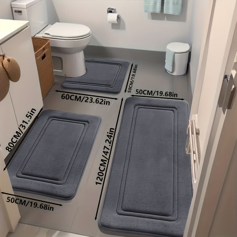 Bathroom Rug Set Bathroom Accessories Absorbent Rug Soft Rug Bathroom Decor - Cyan - Size 01 — image 3