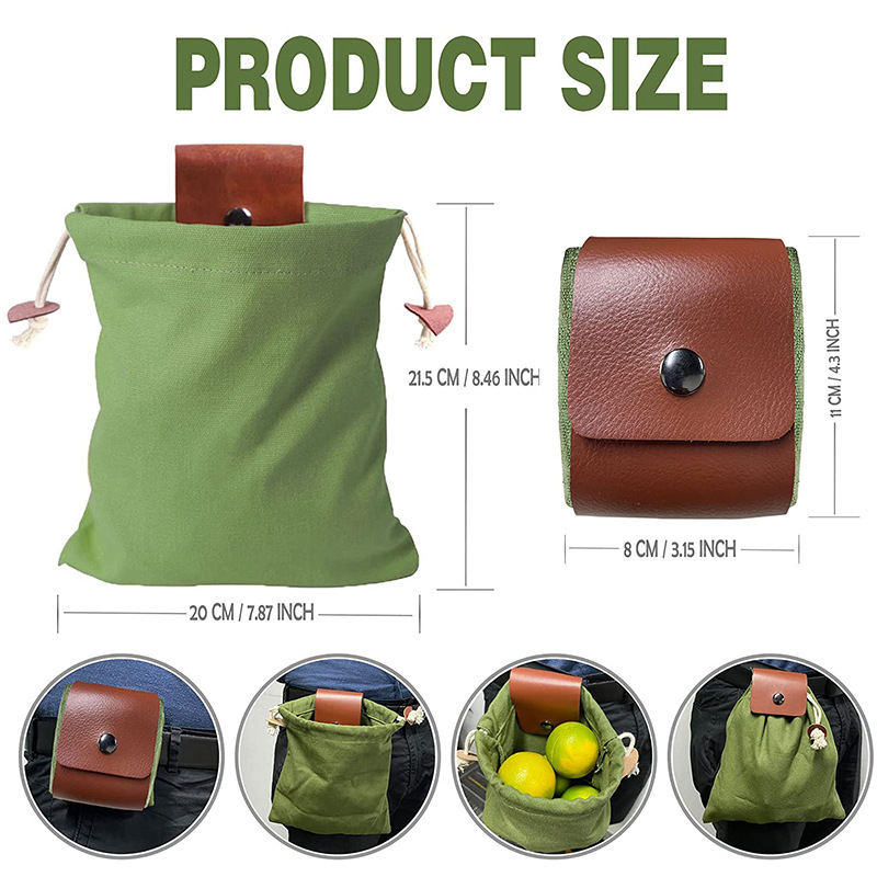 Black Collapsible Canvas Foraging Pouch - Hands-Free Belt Bag for Hiking & Camping Activities — image 3
