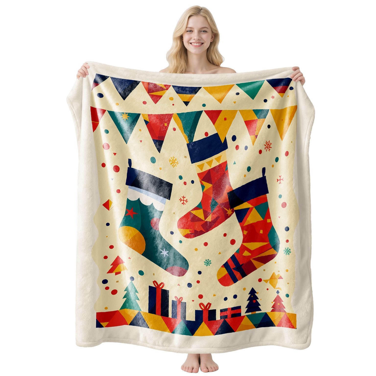 Plush Household Flannel Throw, Christmas & Halloween Decorative Nap Cover, Wonderful Holiday Gifting Option For Sofa Bed Use, Style FLR‑188, Size L, 130x150cm