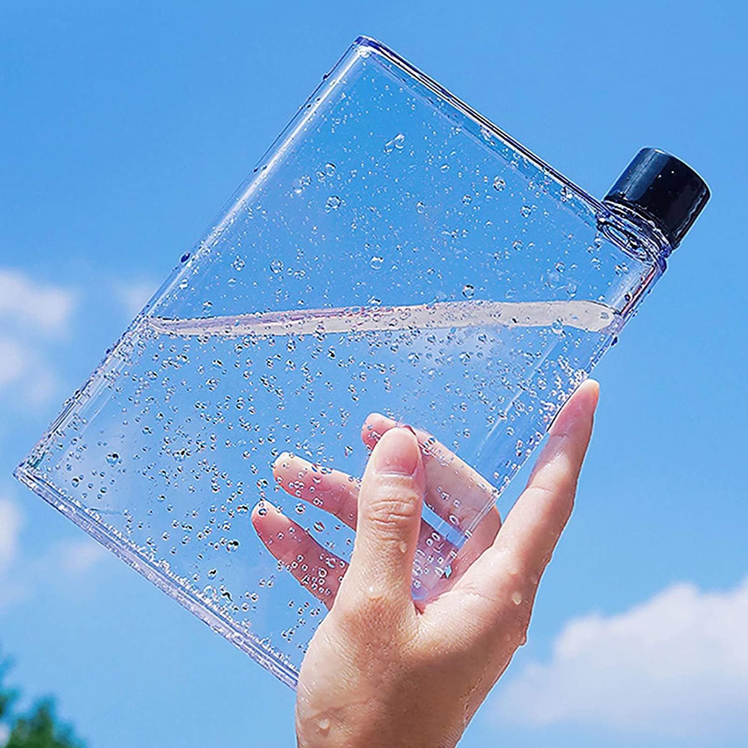 Clear Reusable Slim Flat Water Bottle 420ml - Fits in Pocket Random Corner. Transparent Portable Cup for School,Sports, Travel — image 3