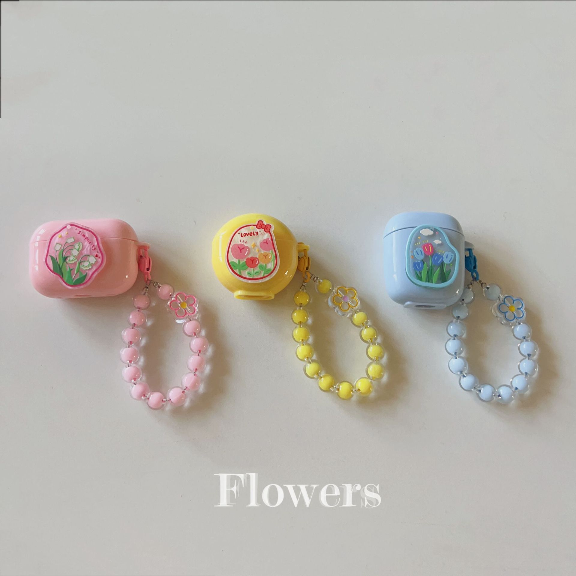 Floral patches + yellow base shell + yellow bracelet AirPods 3 — image 5