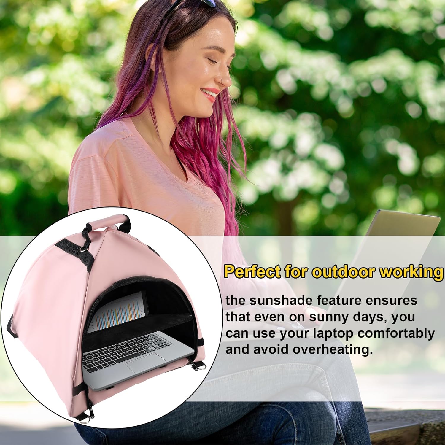 Laptop Tent, Sun Shade Waterproof Fabric Protective Hood for Computer Working Outside Accessories Part Glare Shield & Heat Reflective Awning Convertible Tote โ image 6