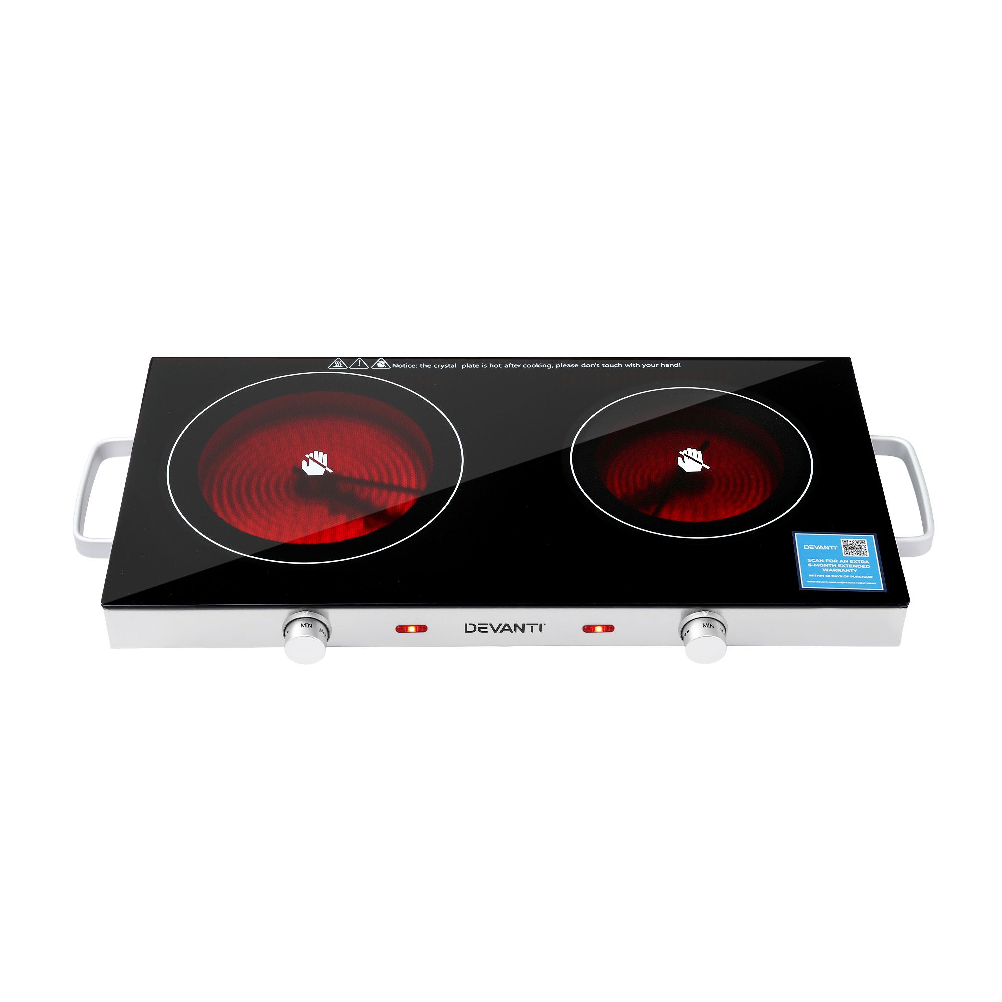 Devanti Portable Ceramic Cooktop Dual Burner Electric Hot Plate 2800W Black โ image 3