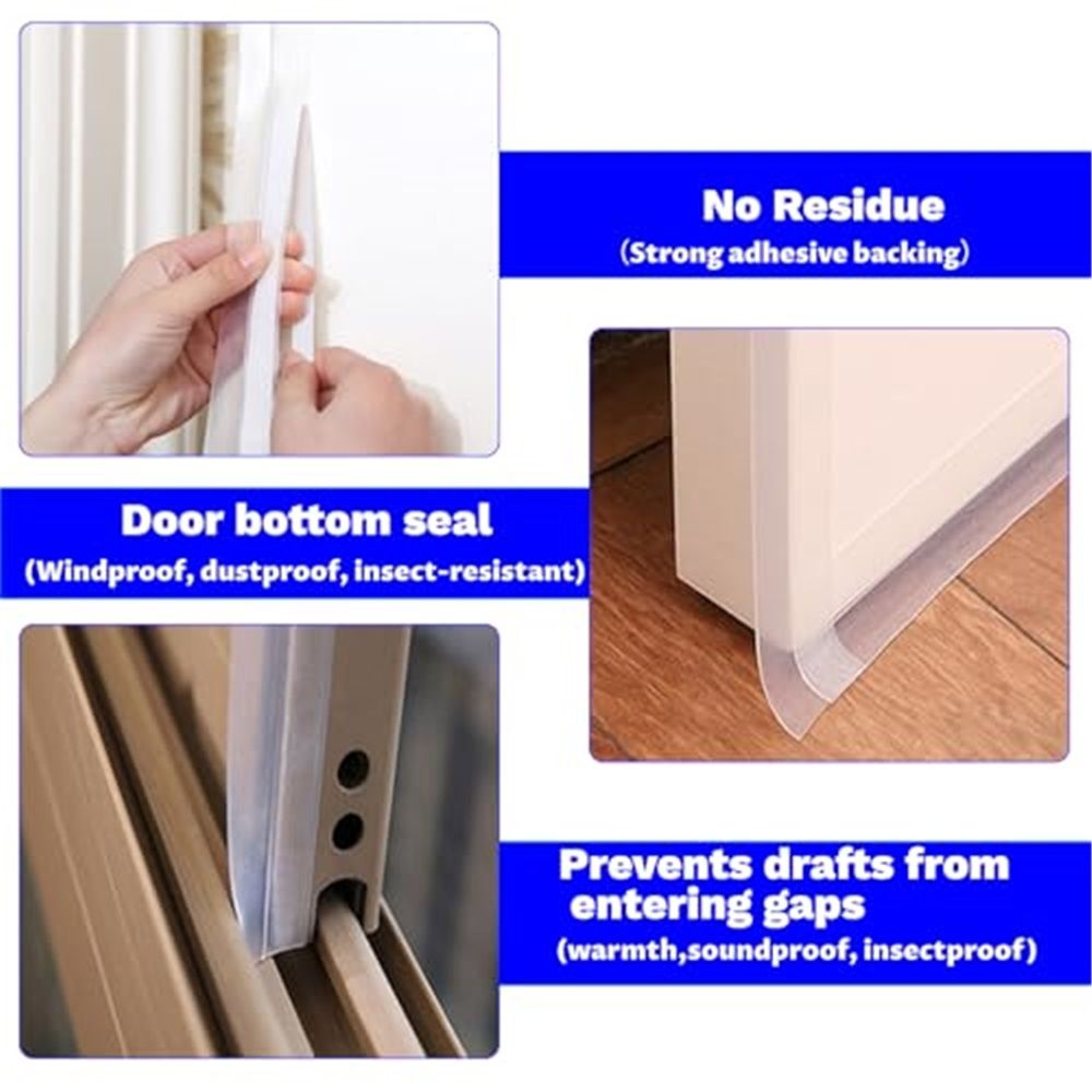 2 pack Silicone Seal Weather Stripping Tape 16.5 Feet Strip Bottom Draft Insulation Stopper Tape Weatherproof Soundproof for Door or Window Bathroom Shower โ image 2