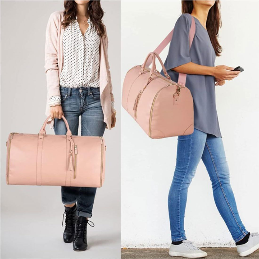 Carry On Garment Bag, Large PU Leather Duffle Bag for Women, Waterproof Garment Bags for Travel with Shoe Pouch โ image 2